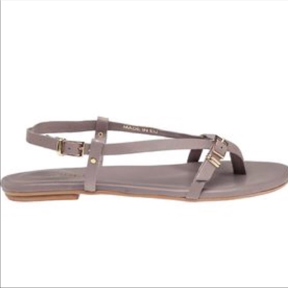 Taupe Strappy Artisan Hardware Leather Sandals - Picture 3 of 5